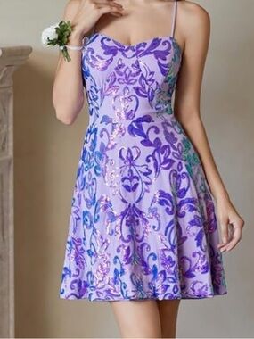 Purple Sequin Formal Dress S